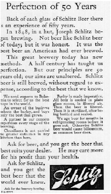 Claude Hopkin's famous Schlitz Beer ad